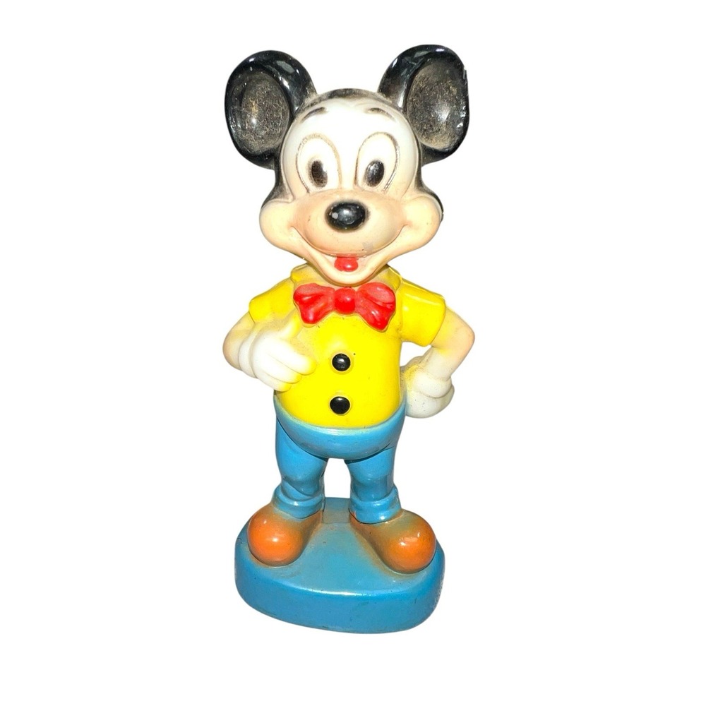 Vintage Mickey Mouse Figure Hard‎ Plastic Hong Kong 1960 Walt Disney Productions